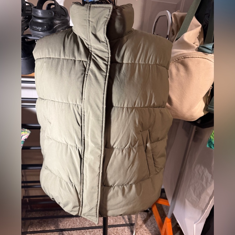 Olive Green Puffer Vest